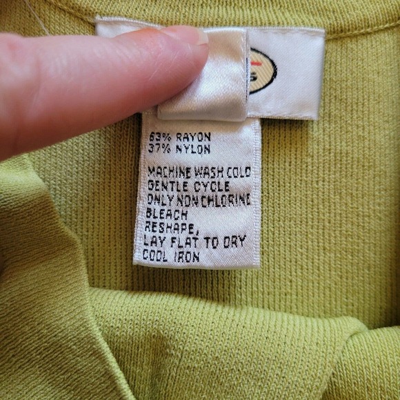 Talbots Shirt Womens Large Chartreuse Green Short Sleeve Knit Basic Everyday Top - Picture 5 of 8